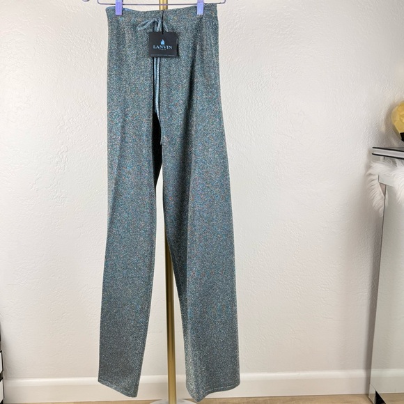 Lanvin Pants - NWT Lanvin Paris Metallic Knit Joggers Blue Gold Lavender M